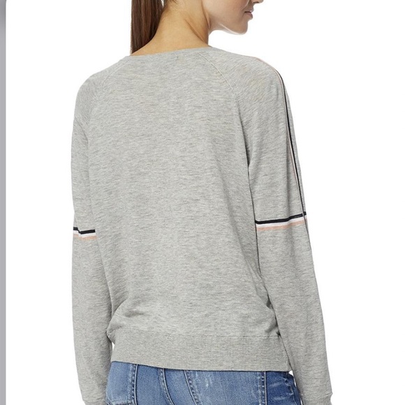 🛑SOLD 360 Cashmere Grey Maisie Knit Lightweight Stripe Sleeve Sweater - Picture 3 of 8